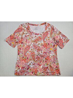 Talbots Womens Floral Paisley Print Tee L